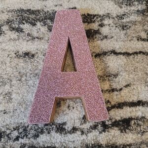 Wooden Monogram Art Decor Pink Sparkles Letter